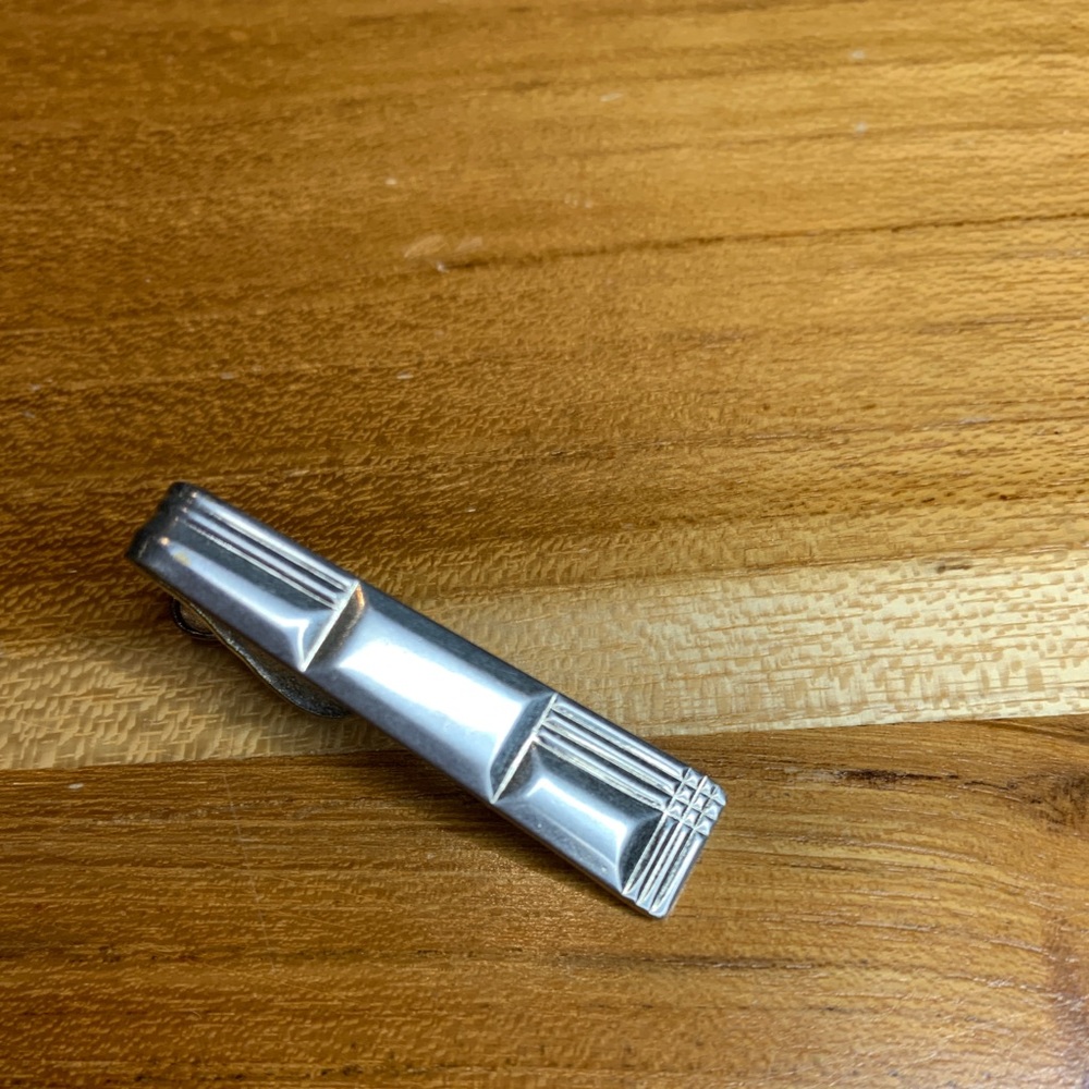 Antique geometric silver tie bar